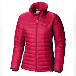 Columbia Powder Pillow Hybrid Jacket Red Black Size M